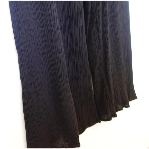 Vintage Y2K Jumpsuit Womens Large Black Crinkle Wide Leg Tie Back USA Boho Goth - Picture 5 of 12